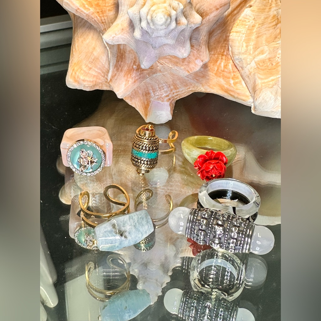 Unique Stones Resin Statement Womens Ring Set Of 5 F Size 7 30$